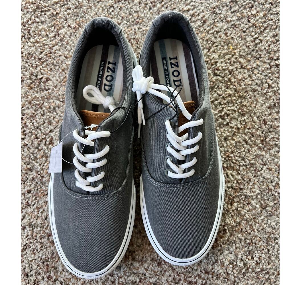 NWT Men's IZOD Rangley Canvas Shoe, Size 10, Gray, Lace Up, Classic, Casual - Picture 2 of 8